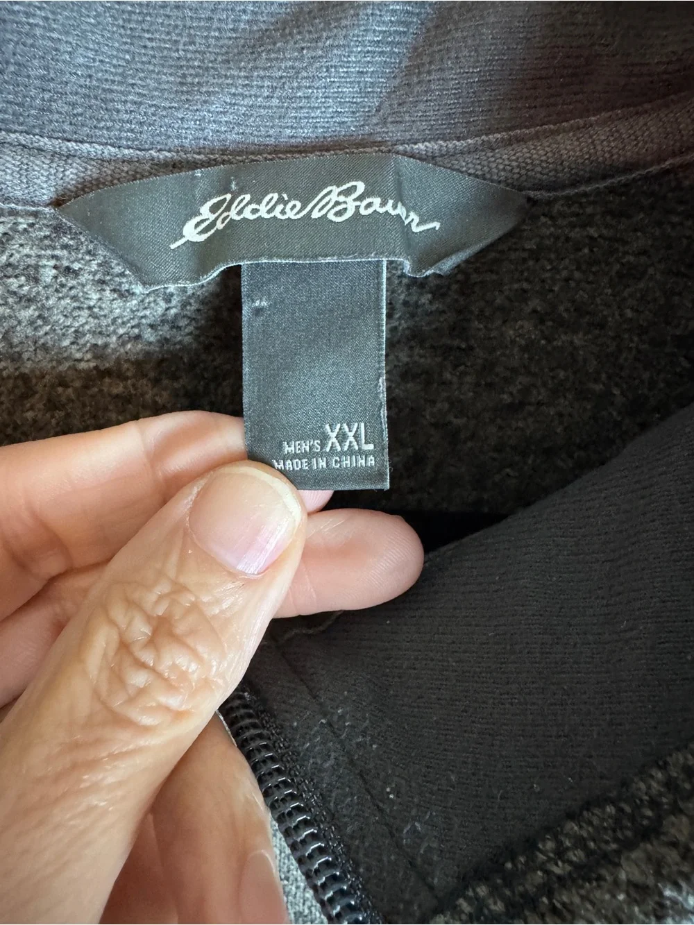 Eddie Bauer Mens Quarter Zip Fleece Pullover Sweater Gray Heather Size XXL